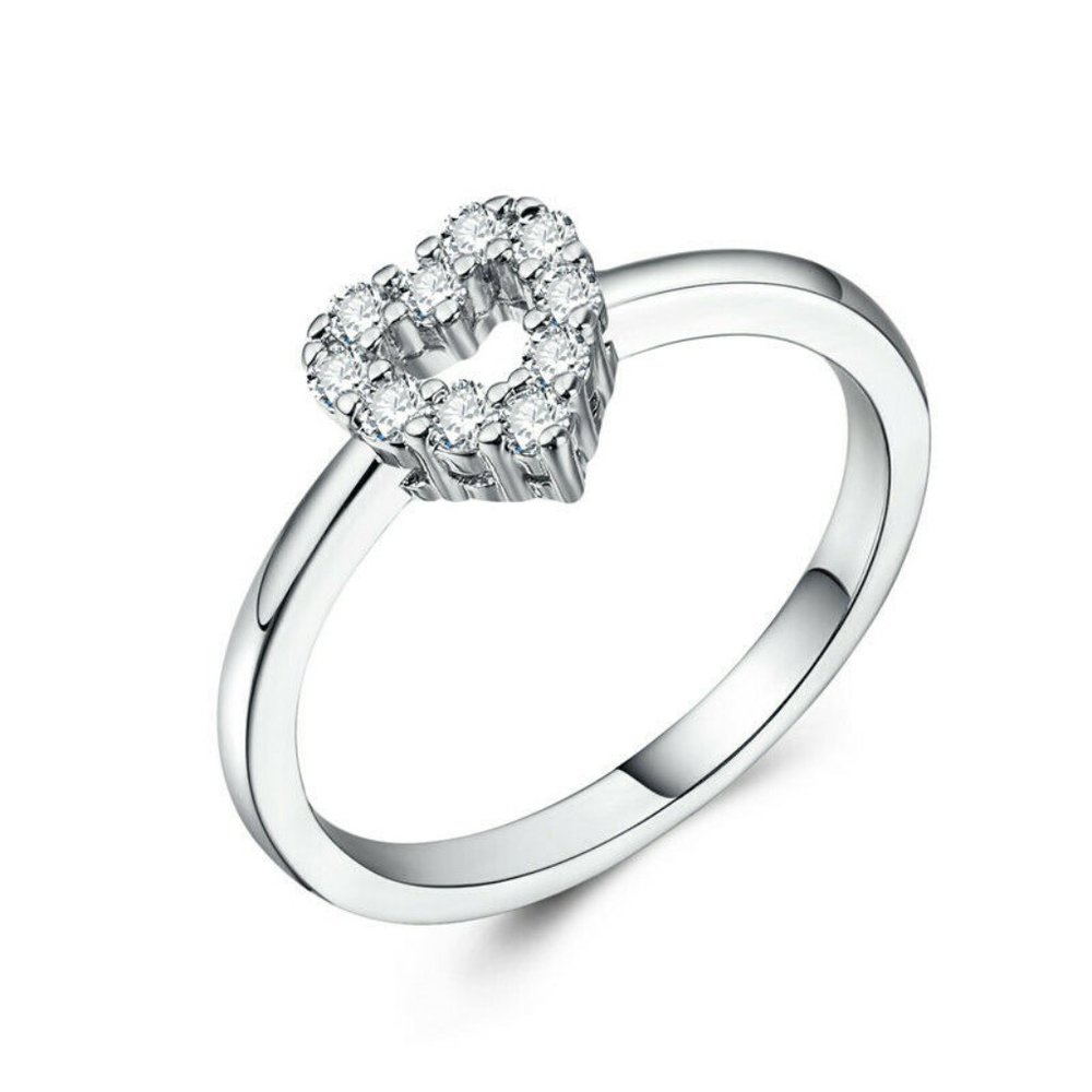 Elegant  925 Silver Heart Sapphire Ring - Picture 3 of 3